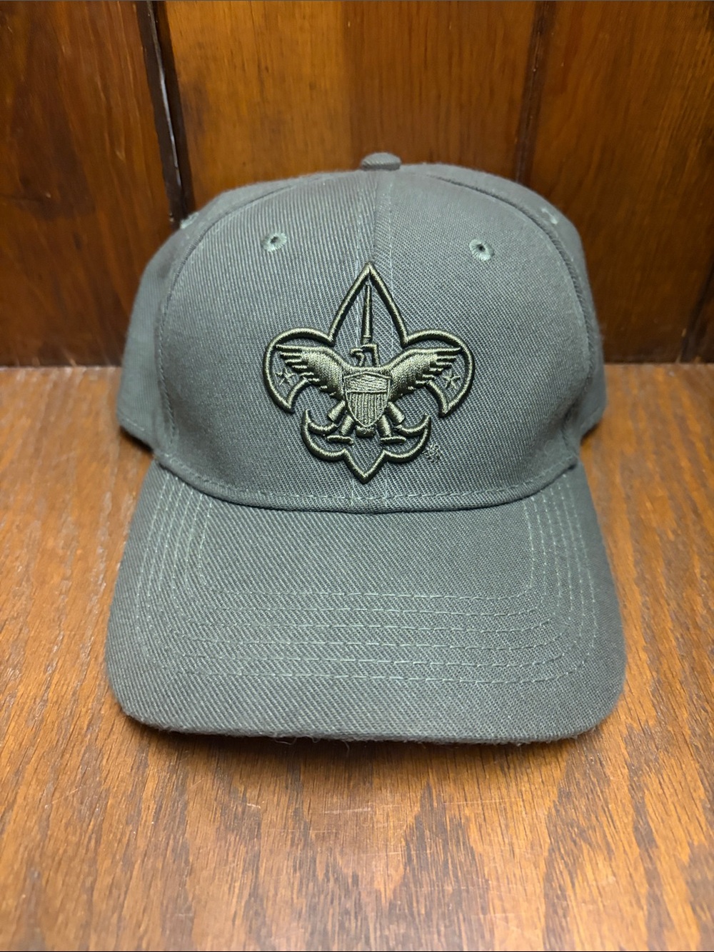 Olive Green Boy Scouts Baseball Cap with Embroidered Scout Emblem